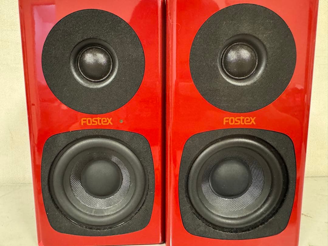 FOSTEX アクティブスピーカー PA-3 赤 ボリュームコントローラー付