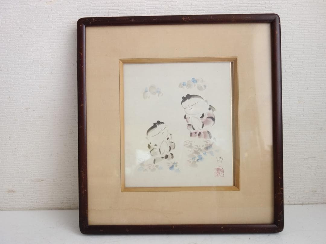 【中古】M▽佐久間顕一 合掌童子図 色紙 (37865)