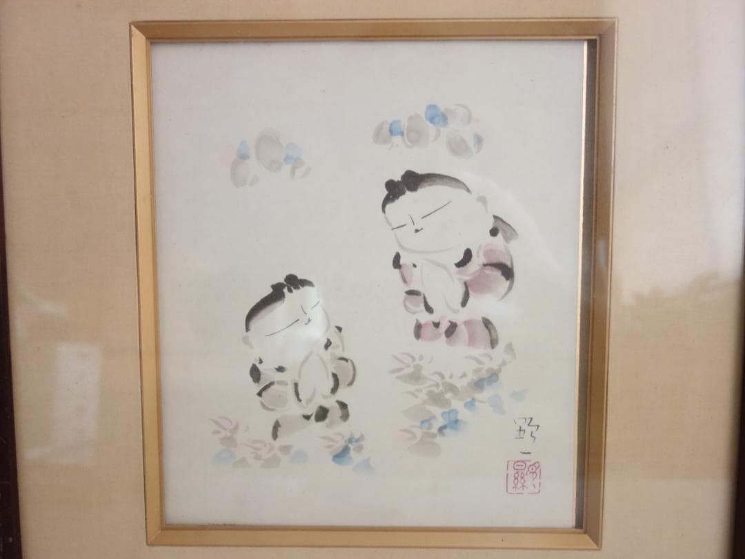 【中古】M▽佐久間顕一 合掌童子図 色紙 (37865)