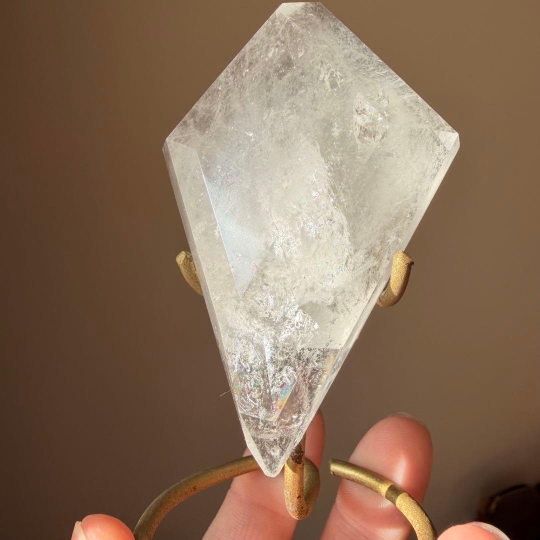 【最高級の品質】レムリアンシード ダイヤカット（ひし形）真鍮台座セット