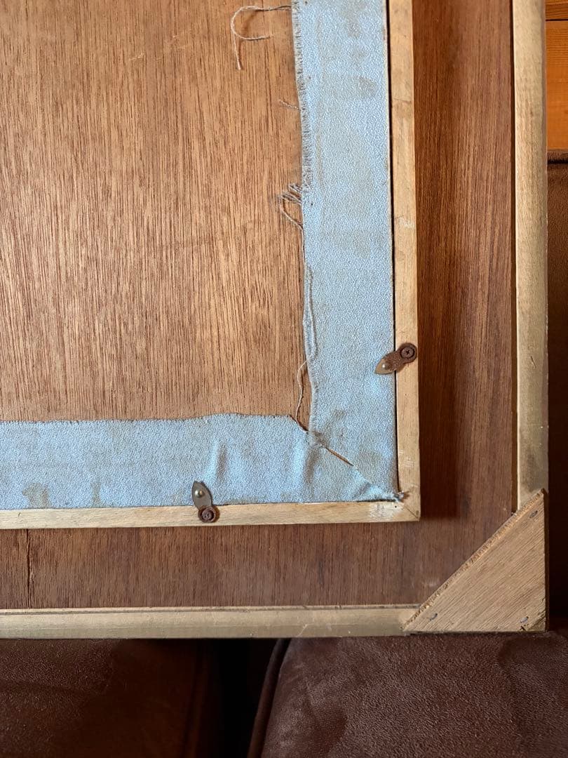 文化刺繍画 あ山と川の風景 アルプス山脈　　 約85×53