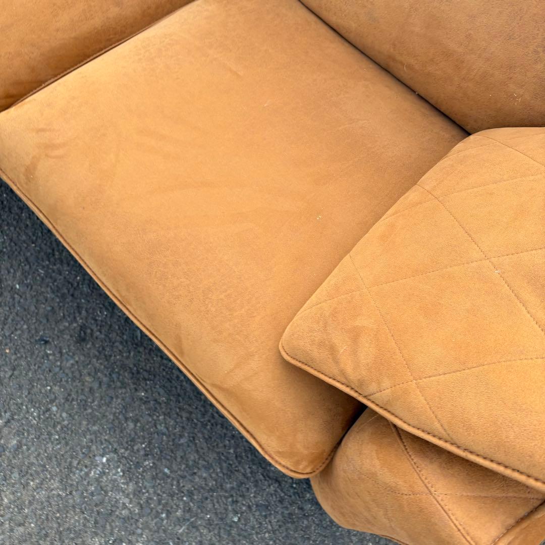 クラッシュゲート 2人掛けソファ キャメル スエードレザー調 北欧レトロ