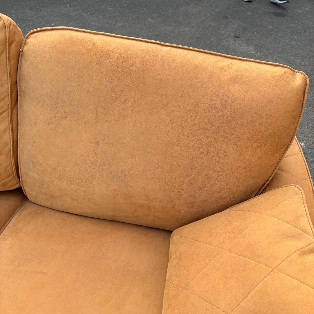 クラッシュゲート 2人掛けソファ キャメル スエードレザー調 北欧レトロ
