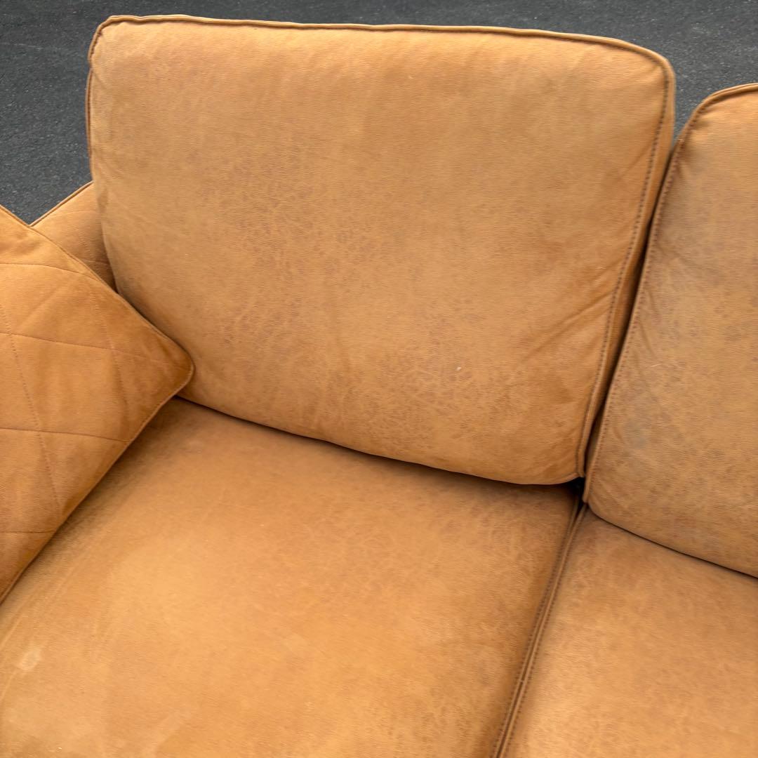 クラッシュゲート 2人掛けソファ キャメル スエードレザー調 北欧レトロ