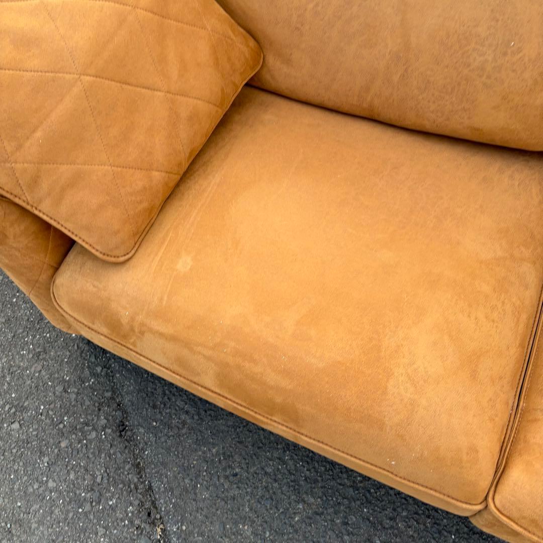 クラッシュゲート 2人掛けソファ キャメル スエードレザー調 北欧レトロ