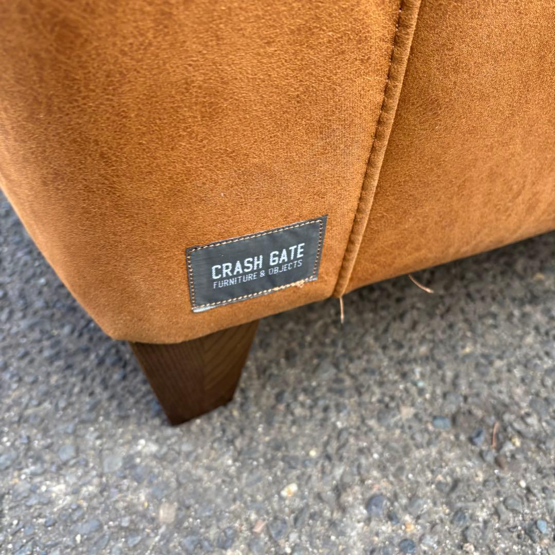 クラッシュゲート 2人掛けソファ キャメル スエードレザー調 北欧レトロ