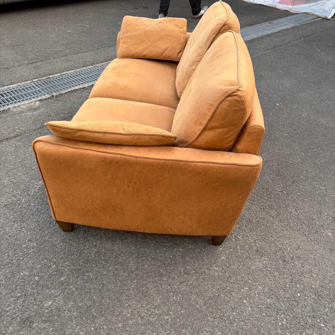クラッシュゲート 2人掛けソファ キャメル スエードレザー調 北欧レトロ