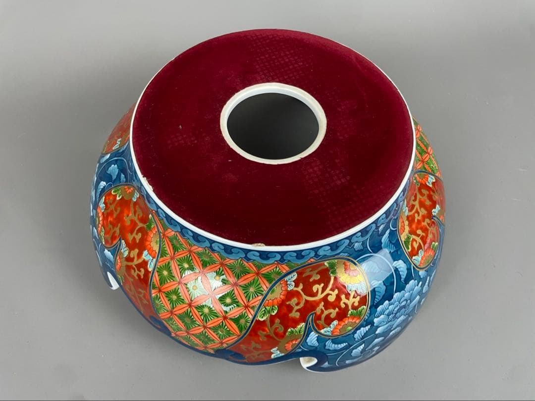 有田焼銘工 藤井勝雲 極上 染錦 花鳥図花瓶 金箔 金彩色絵 双耳 飾壷 置物