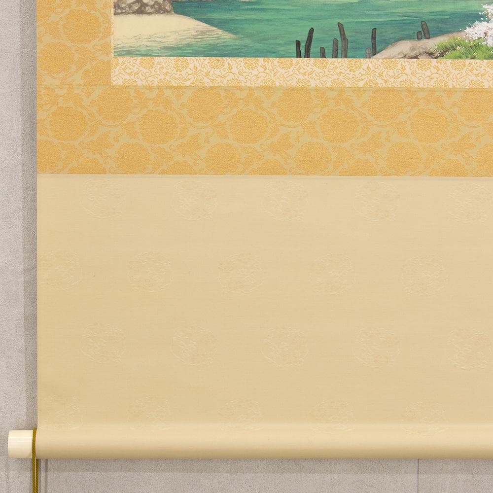 掛軸 日本画 松生春山人「春の嵐峡」共箱 元日府展理事 青龍会会員