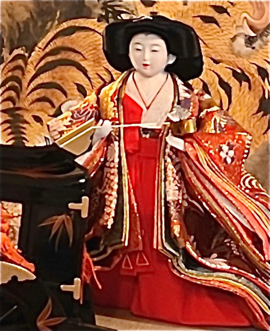 「凛とした空気感」 伝統工芸品真多呂(二世)親王飾り衣装着三人官女+道具(御車)