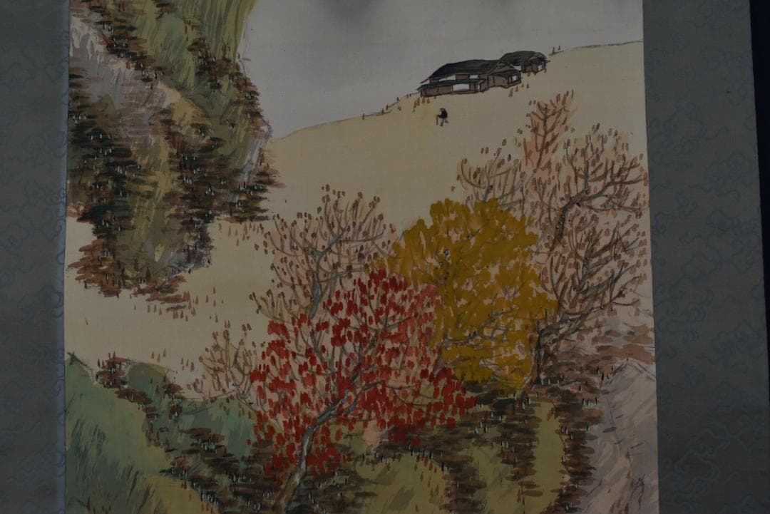 【真作】押田翠雨/秋山帰樵図/掛軸/名家伝来/Z-830