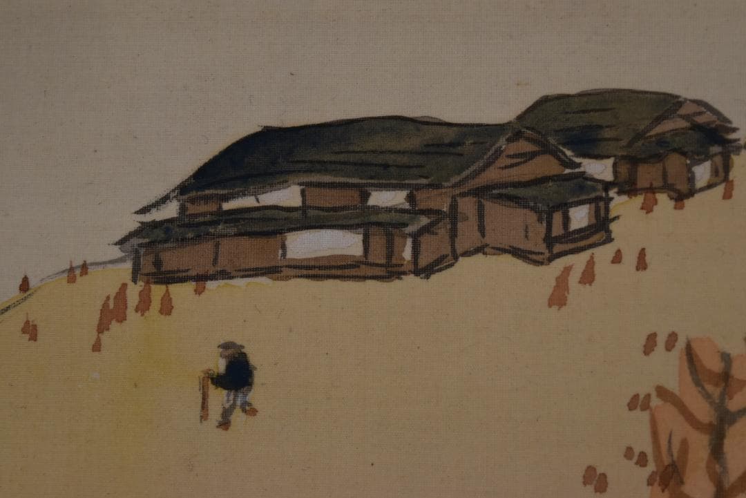 【真作】押田翠雨/秋山帰樵図/掛軸/名家伝来/Z-830