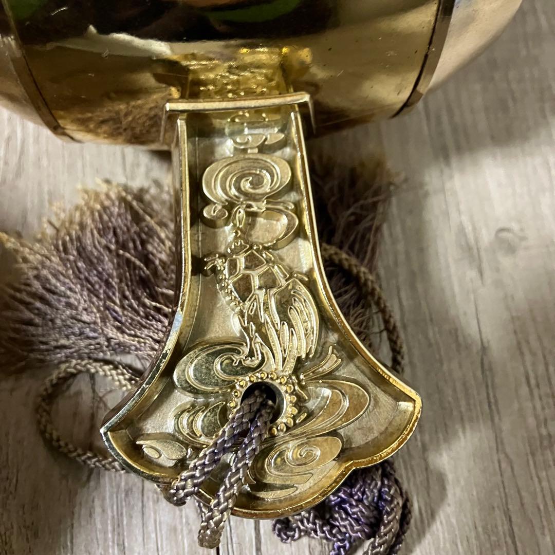 3F 【縁起物】打ち出の小槌 置物 金色 七福神（大黒天・恵比寿）彫刻タッセル付