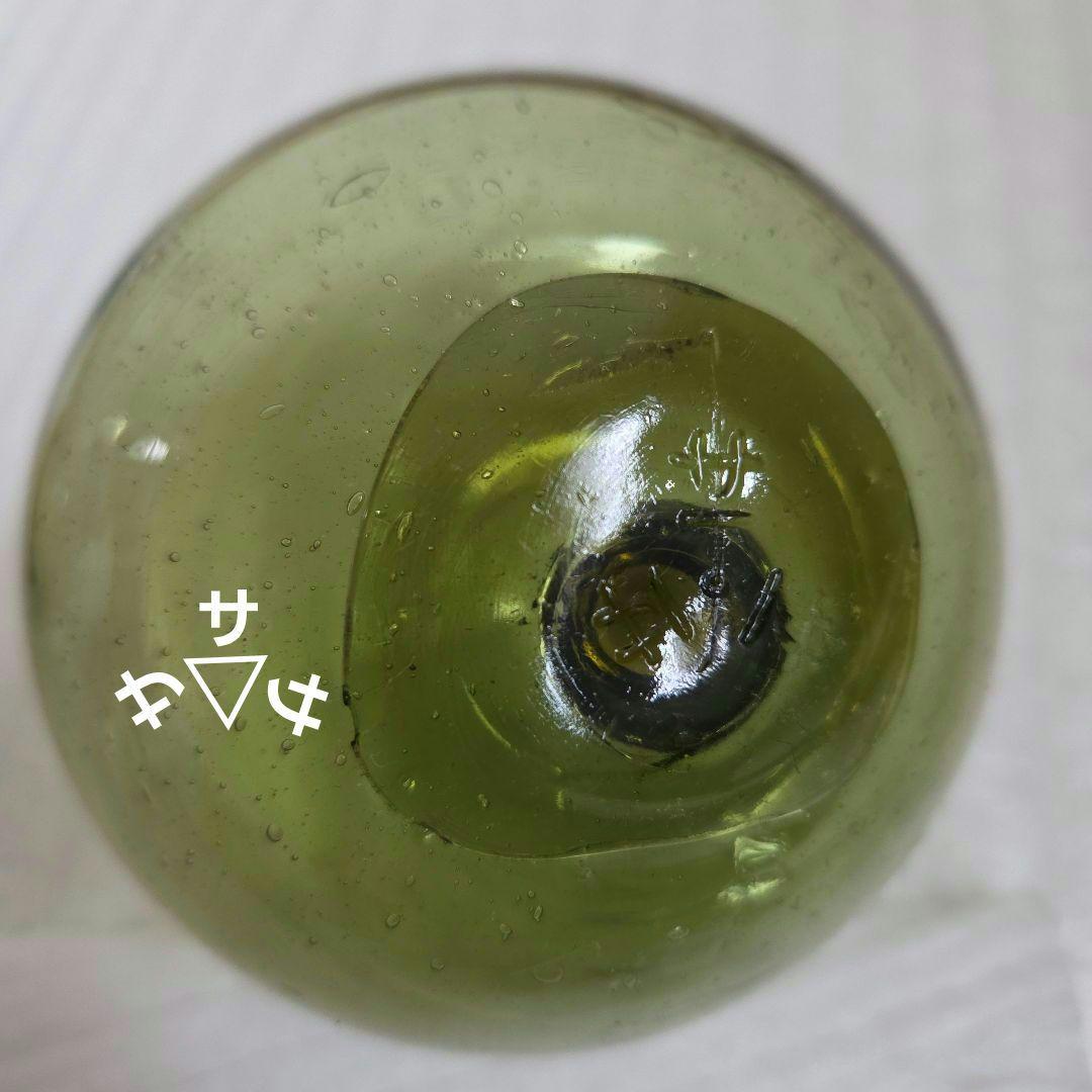 ガラス浮き玉 青ボタン 茶☆缶 サ