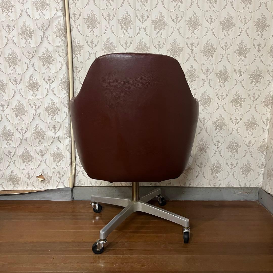 【アンティーク】①キャスター付き ラウンジチェア 椅子 アームチェア 昭和レトロ