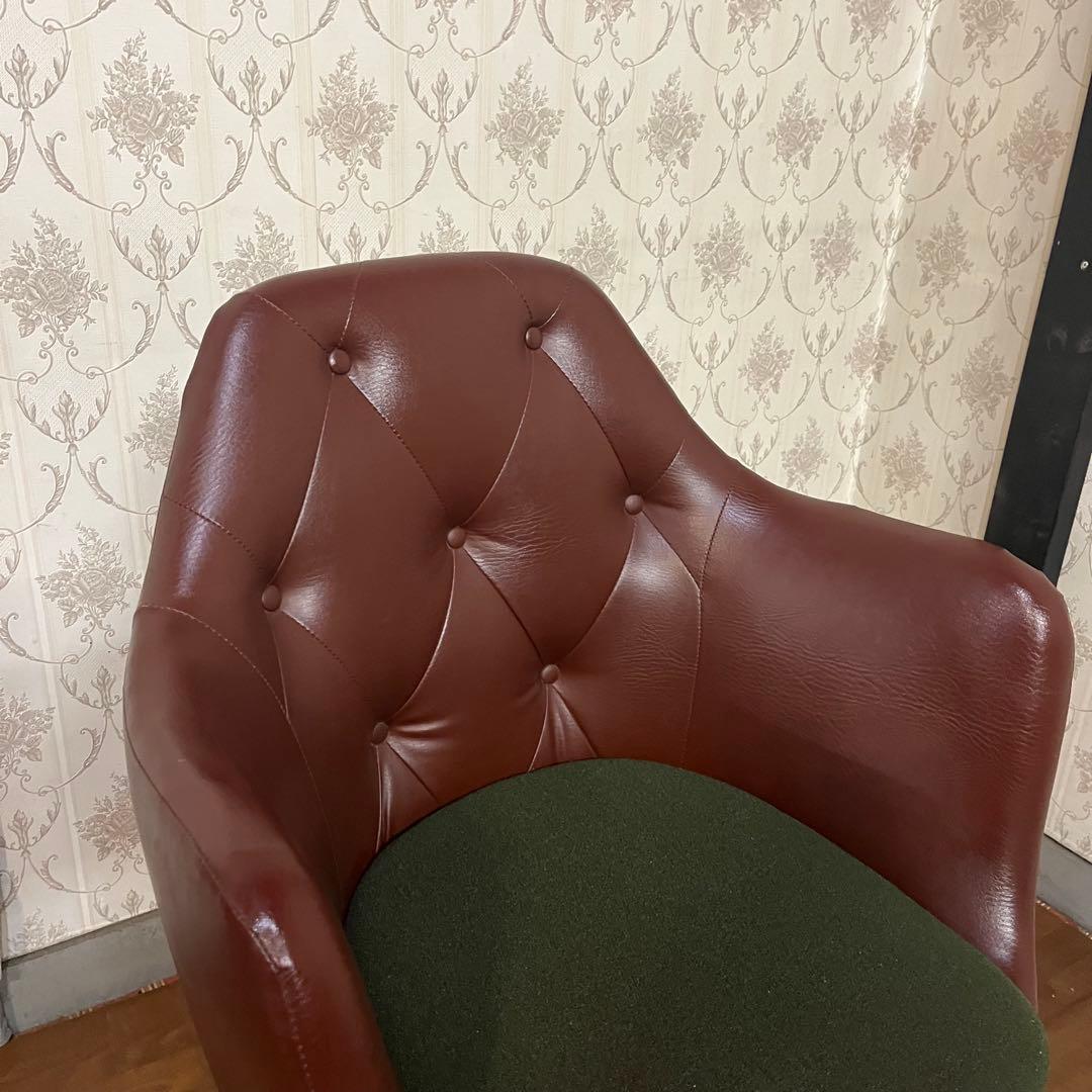 【アンティーク】①キャスター付き ラウンジチェア 椅子 アームチェア 昭和レトロ