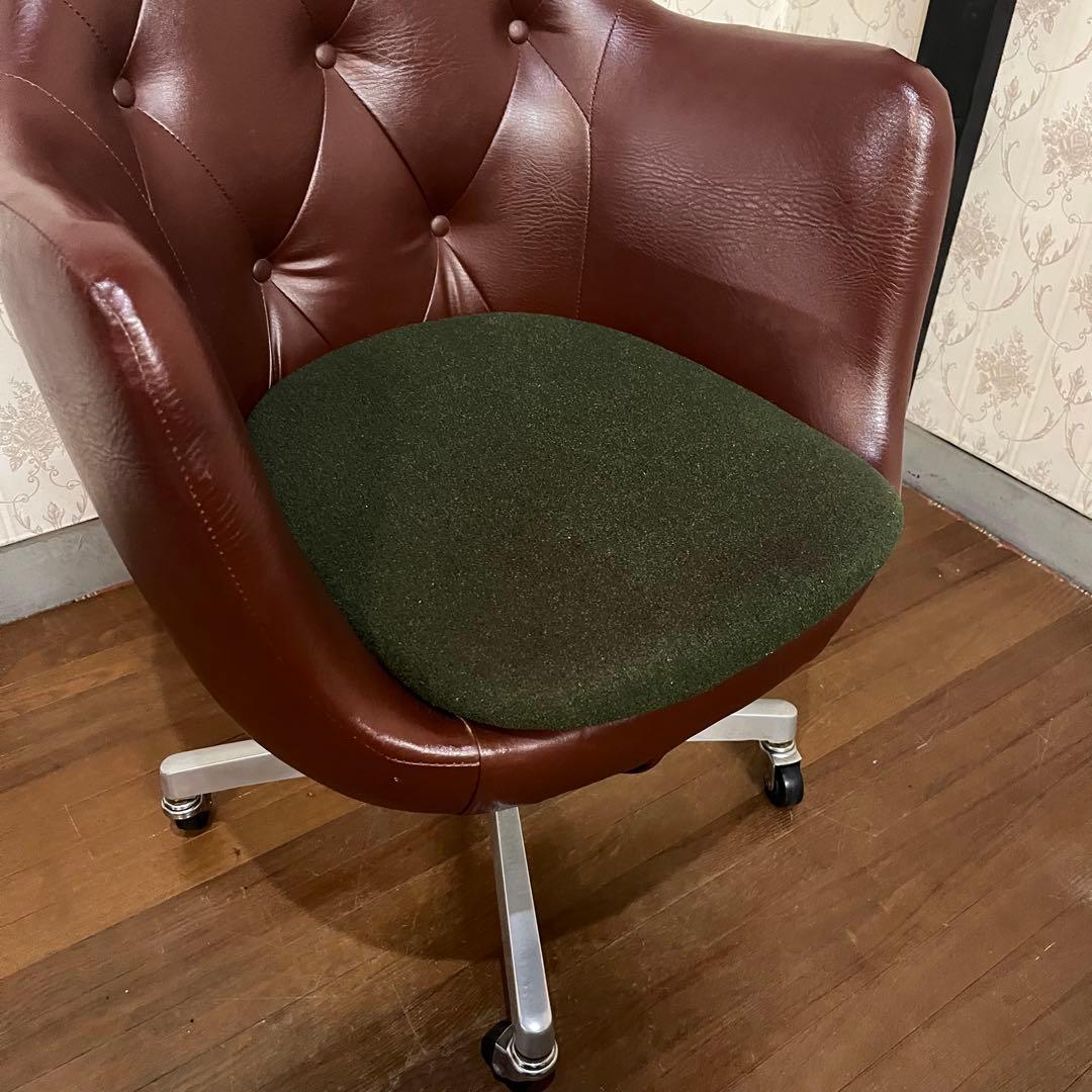 【アンティーク】①キャスター付き ラウンジチェア 椅子 アームチェア 昭和レトロ