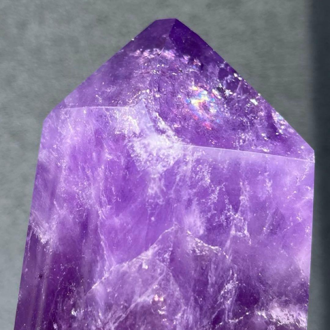 ✳️超特価‼️逸品✨極上美麗濃紫✨レインボー ファントム アメジスト 六角柱 天然石