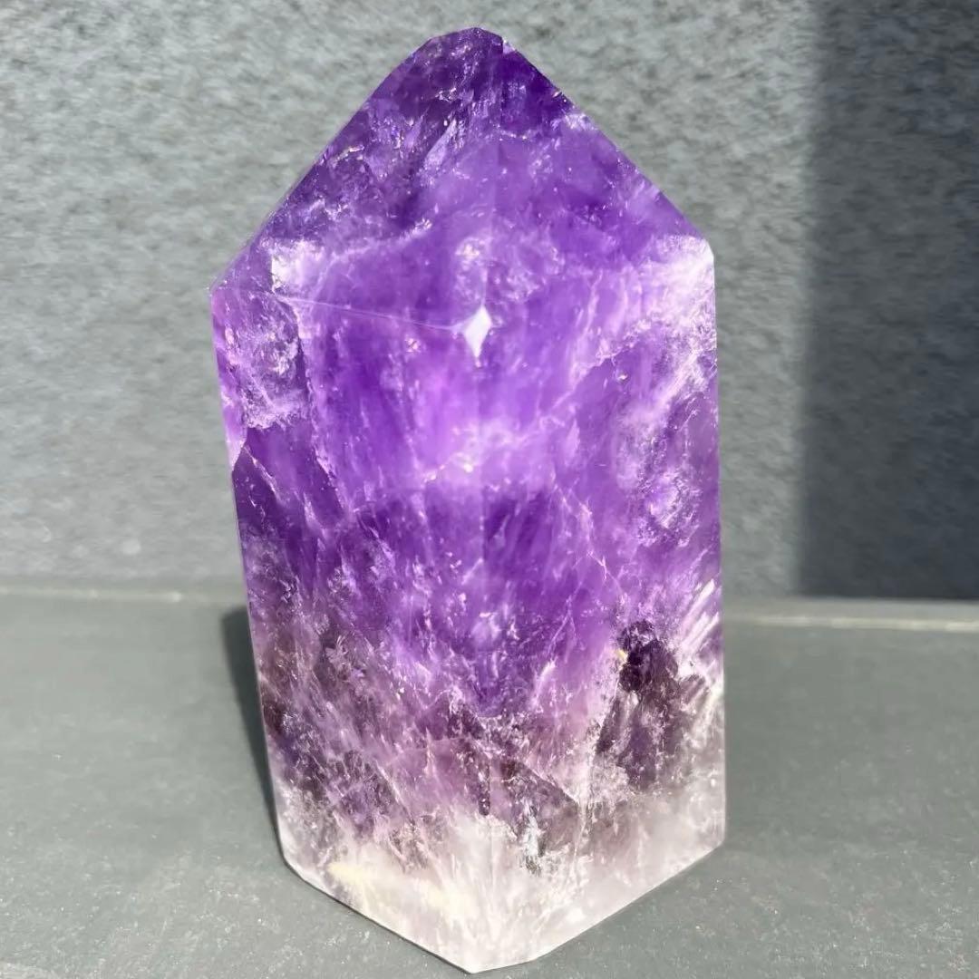 ✳️超特価‼️逸品✨極上美麗濃紫✨レインボー ファントム アメジスト 六角柱 天然石