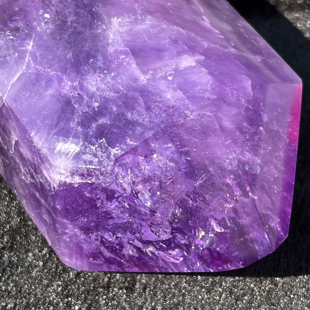 ✳️超特価‼️逸品✨極上美麗濃紫✨レインボー ファントム アメジスト 六角柱 天然石