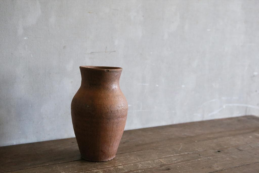 フランスアンティーク陶器ボトル/土器/花瓶/花器フラワーべース(74-92-1)