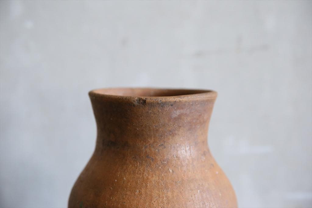フランスアンティーク陶器ボトル/土器/花瓶/花器フラワーべース(74-92-1)