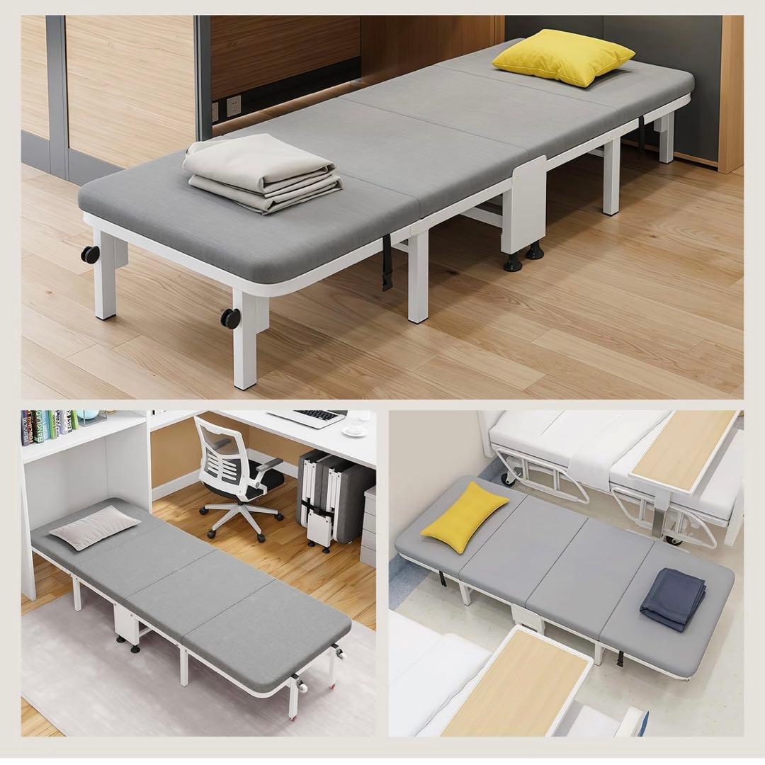 ⚠️早い者勝ち⚠️ 【新品】グレー 折りたたみベッド シングルサイズ