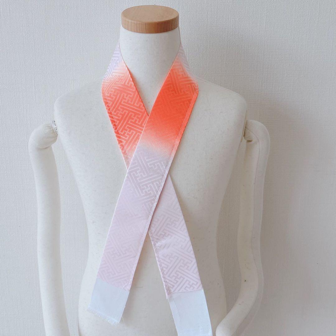 七五三　7歳女児　セット　きもの　赤　扇藤　帯　緑地　簡単半襟　7283