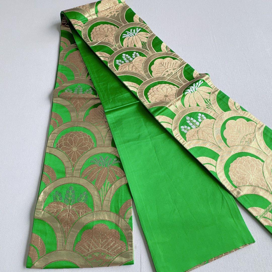 七五三　7歳女児　セット　きもの　赤　扇藤　帯　緑地　簡単半襟　7283