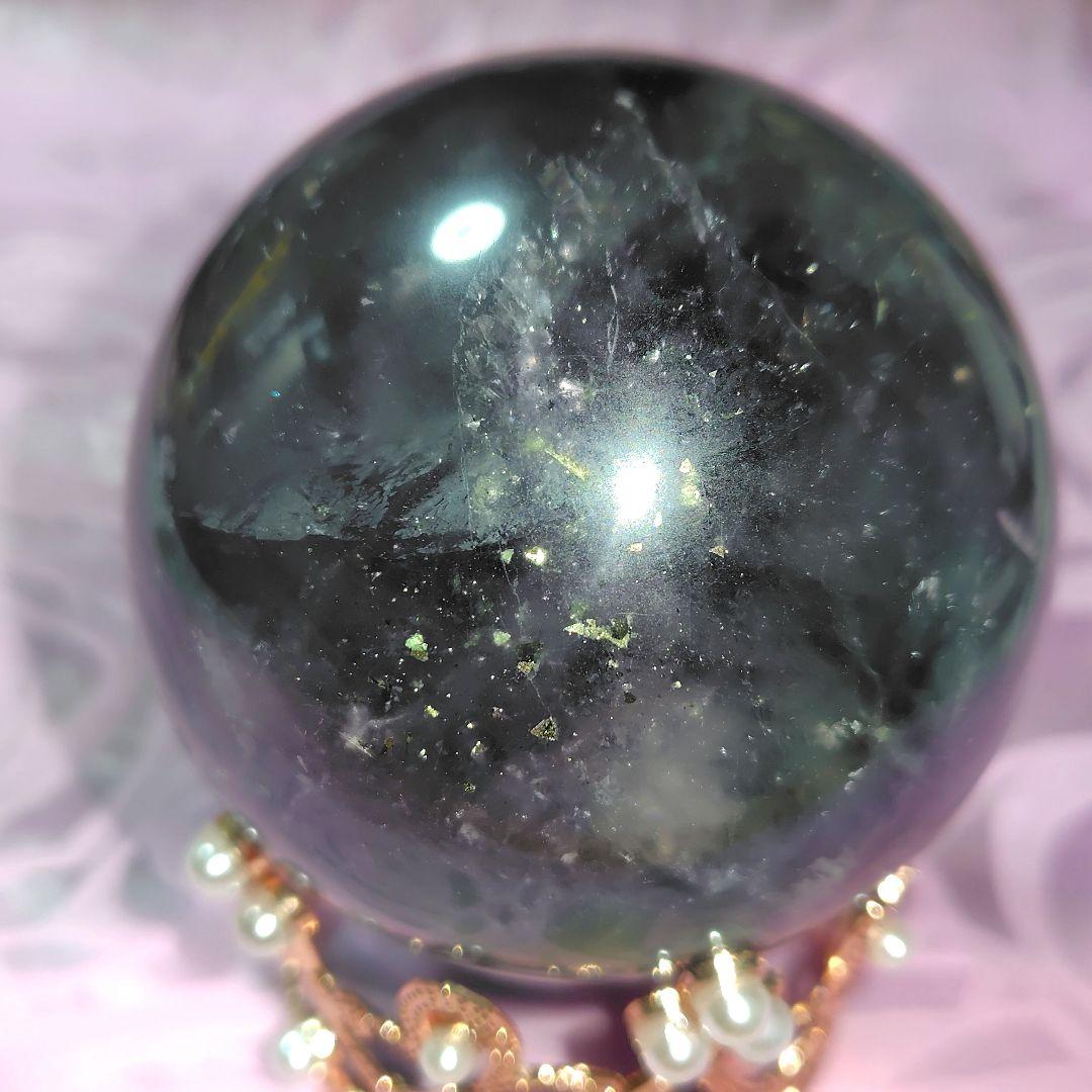 天然石✨ナイジェリア フローライト✨パイライト共生 キラキラ68mm