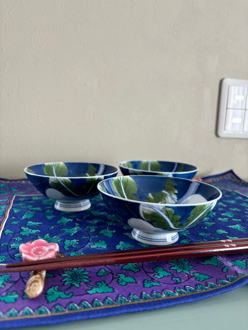 【伊万里焼】蕪絵お茶碗　3客セット 文三窯