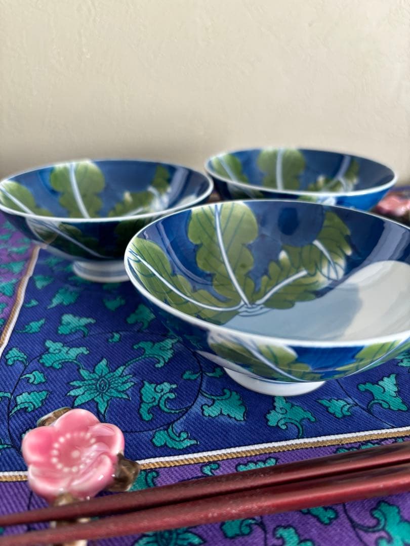 【伊万里焼】蕪絵お茶碗　3客セット 文三窯