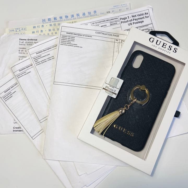 GUESS ゲス iPhone X/XS バンカーリング ケース フリンジ付き