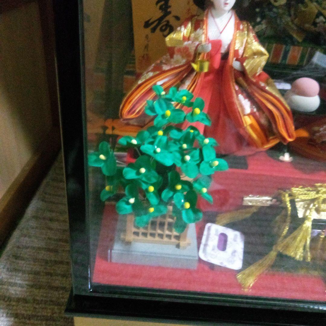 恵月作　ガラスケース入り雛人形 オリゴール付き、