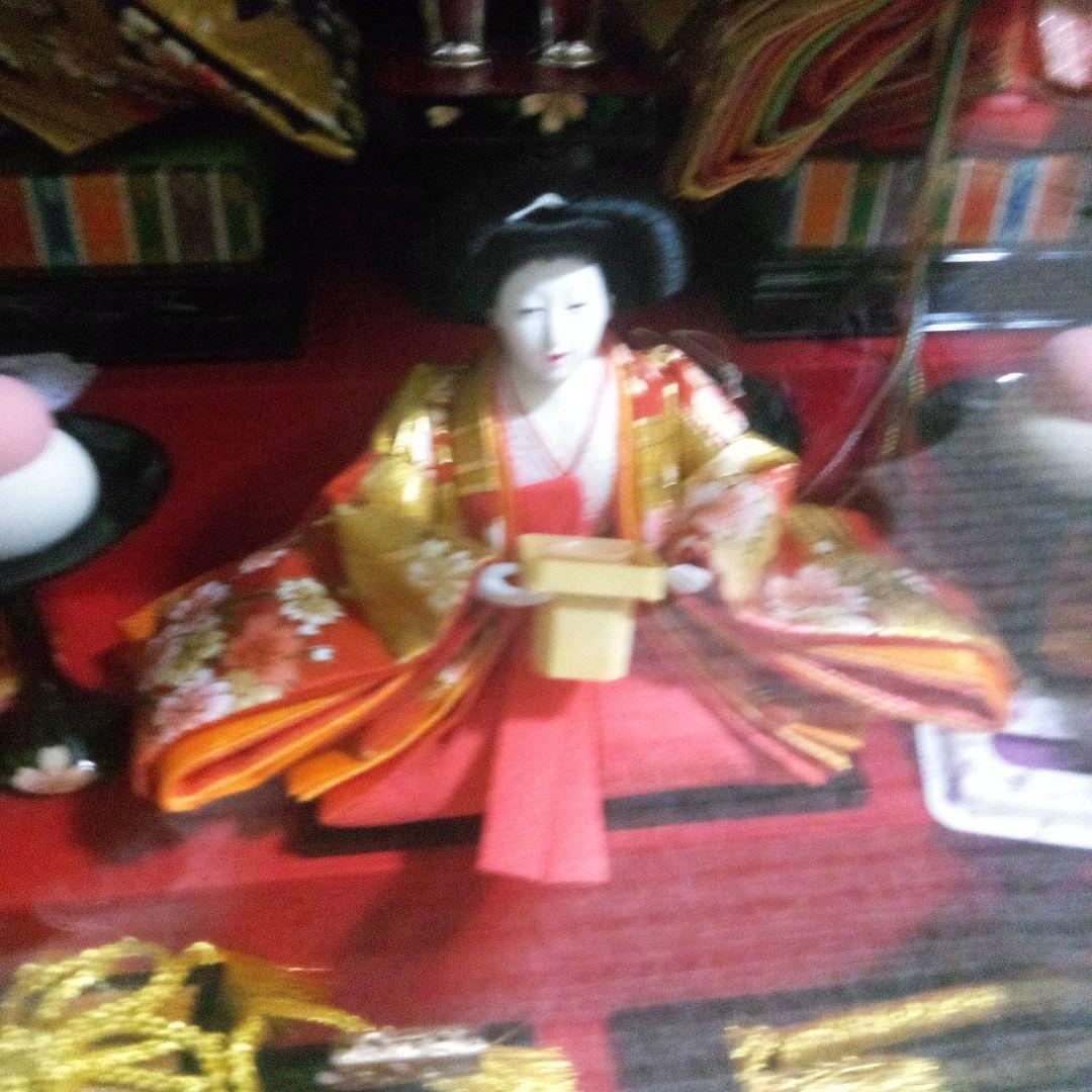 恵月作　ガラスケース入り雛人形 オリゴール付き、