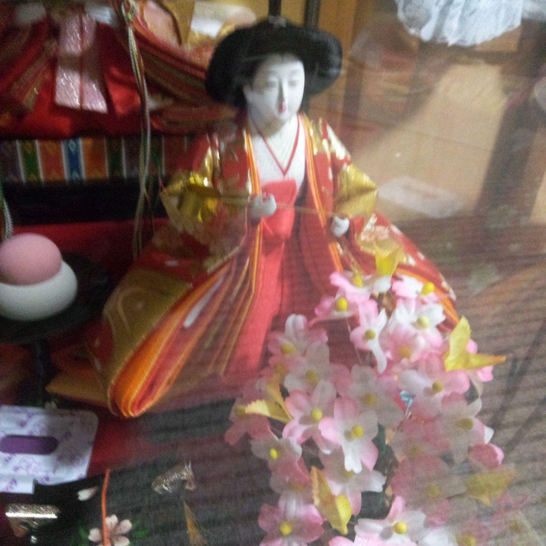 恵月作　ガラスケース入り雛人形 オリゴール付き、