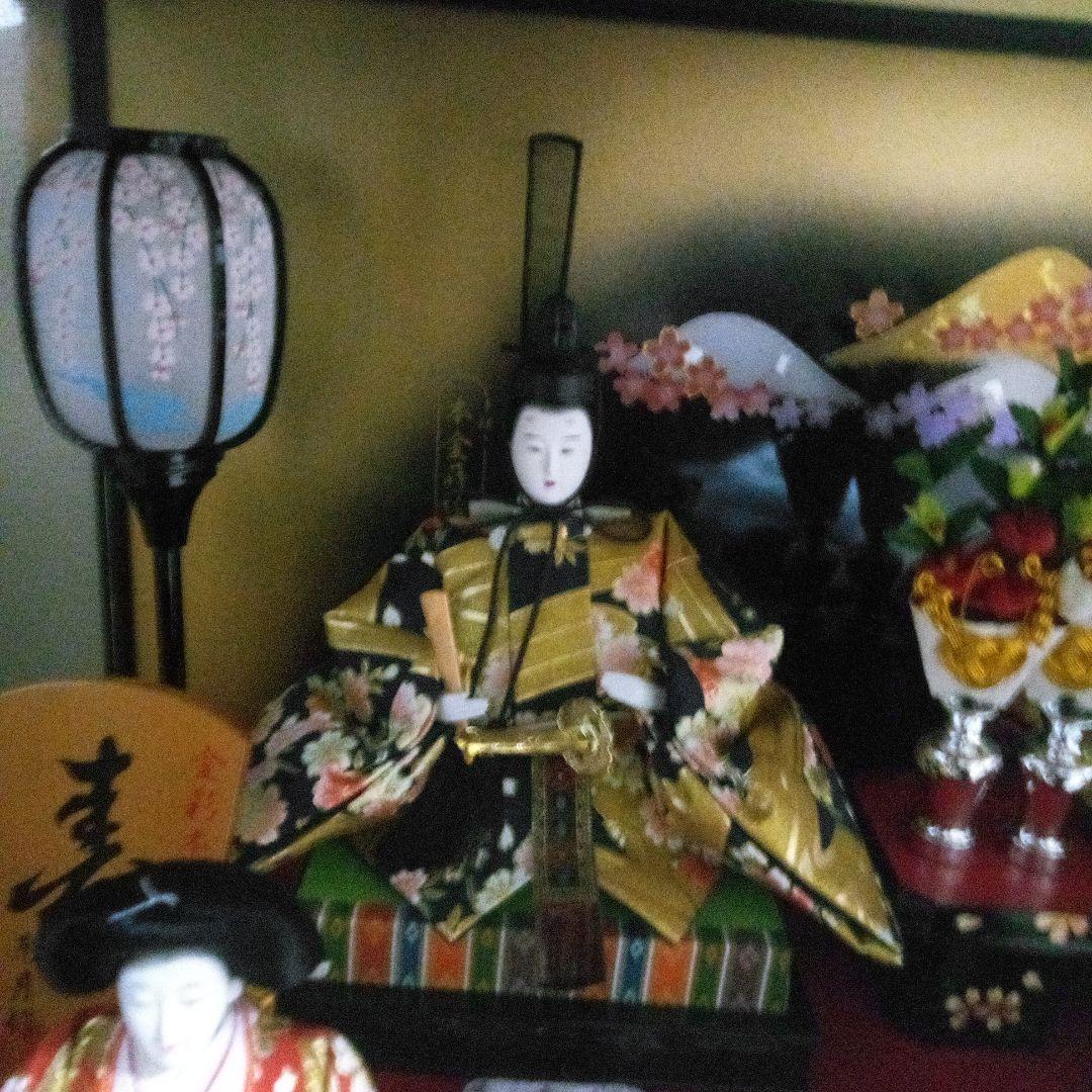 恵月作　ガラスケース入り雛人形 オリゴール付き、