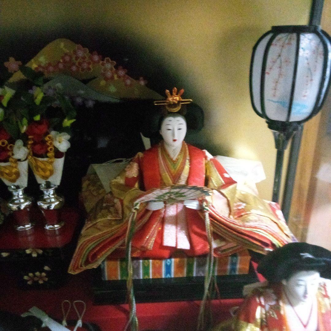 恵月作　ガラスケース入り雛人形 オリゴール付き、