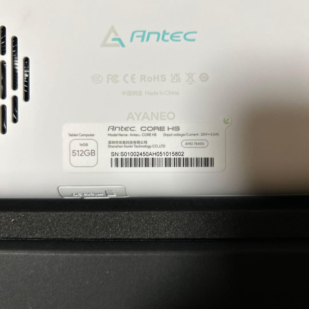Windowsノート本体 Antec core hs 512gb(ayneo slide)