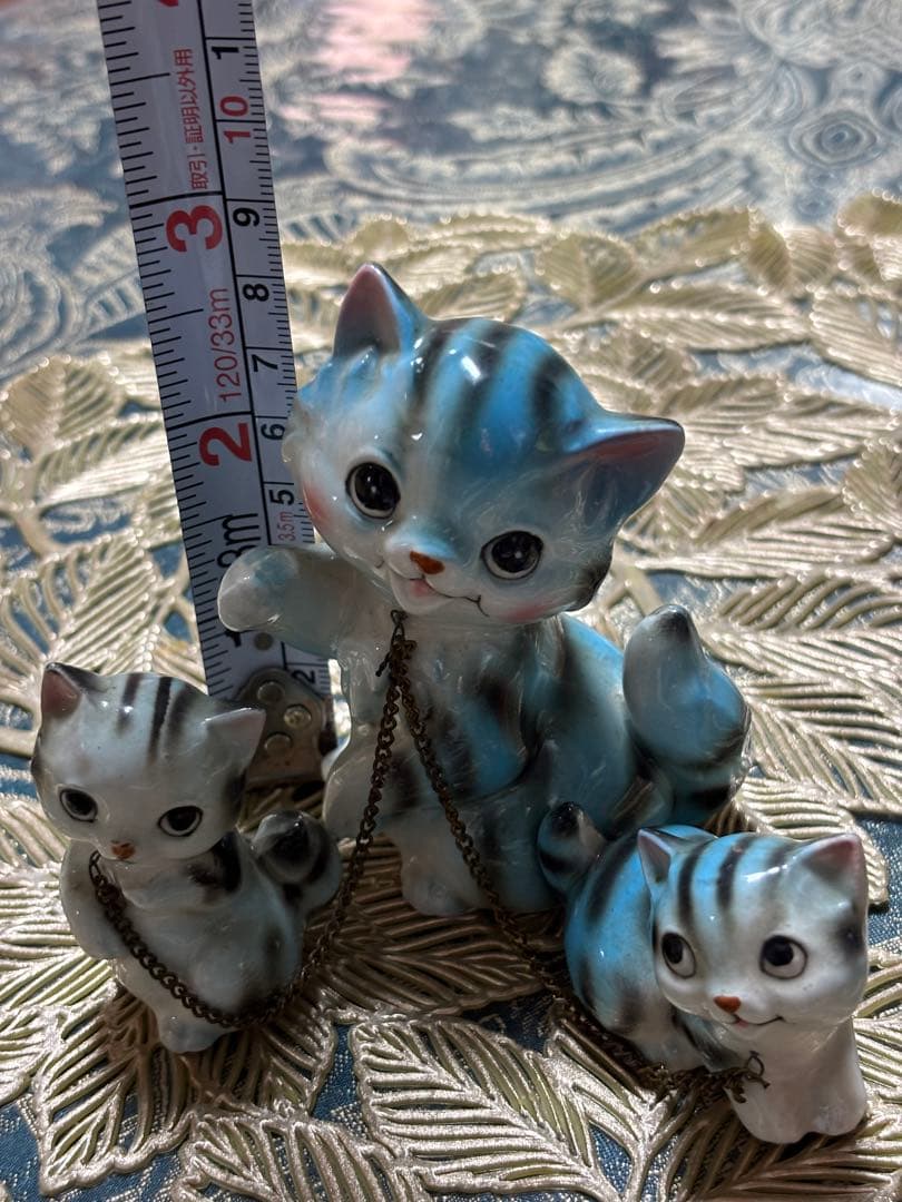 その他 SET OF VINTAGE CERAMIC BIG EYE KITTY CAT