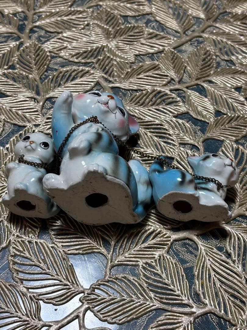 その他 SET OF VINTAGE CERAMIC BIG EYE KITTY CAT