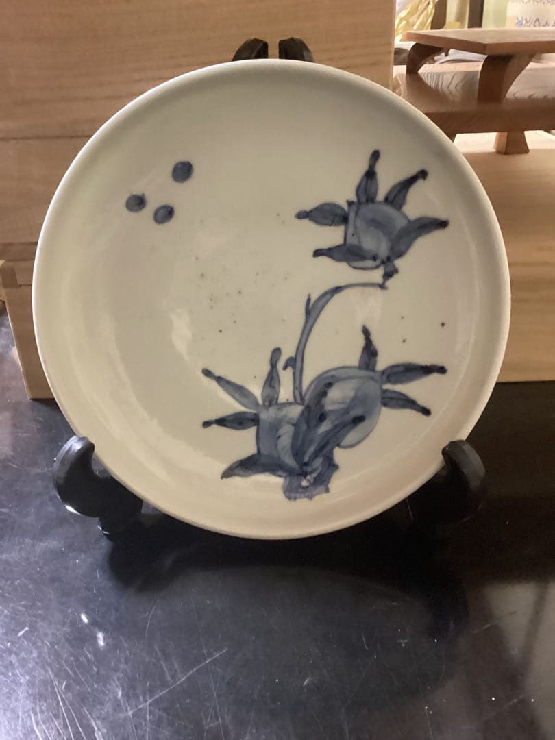 古伊万里染付花文　江戸前期中皿　時代物コレクション品
