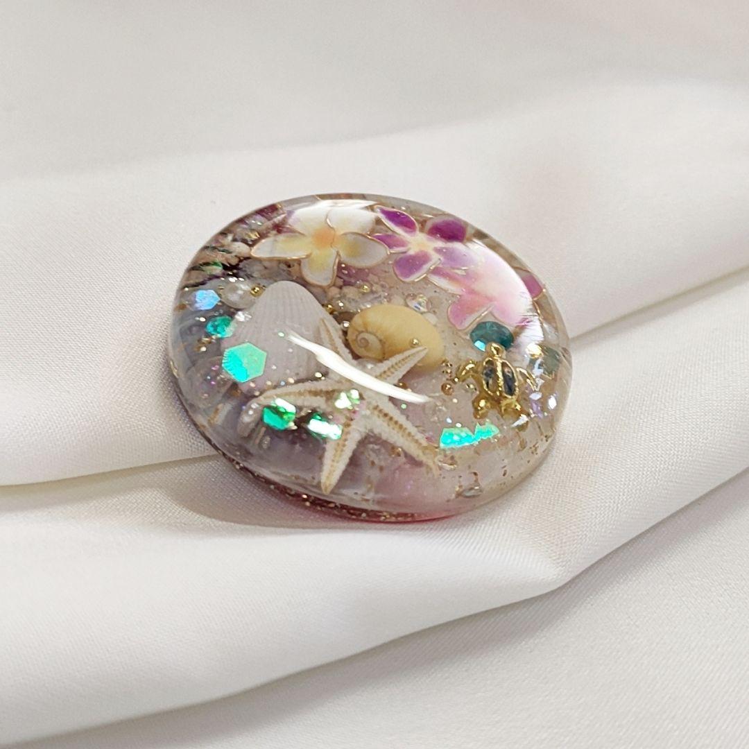 【No.140】プルメリア・シェル レジン໒꒱·̩͙ヘアゴム選べるパーツ