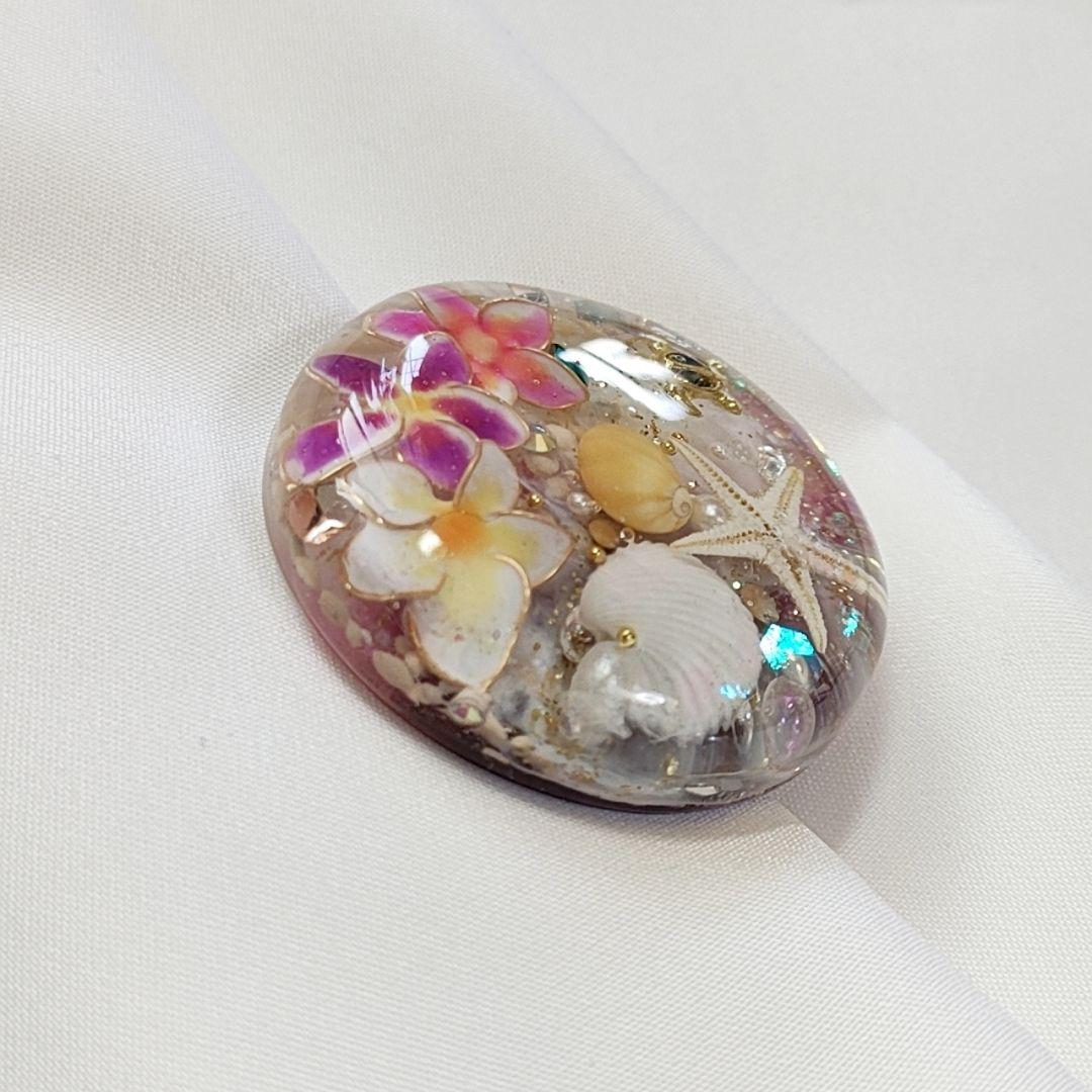 【No.140】プルメリア・シェル レジン໒꒱·̩͙ヘアゴム選べるパーツ