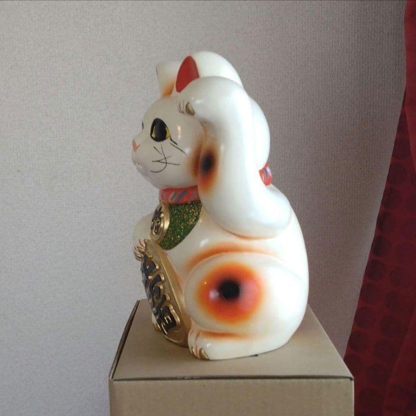 3/2迄限定値引✨人呼び、人気運up招き猫》白猫左手上げ7号 特別製作現品限り
