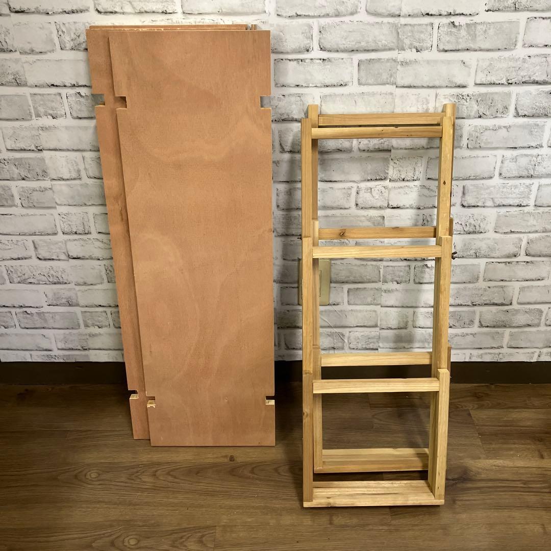 A-4 木製 マルシェ棚 3段 ディスプレイラック 折り畳み式 什器 飾り棚