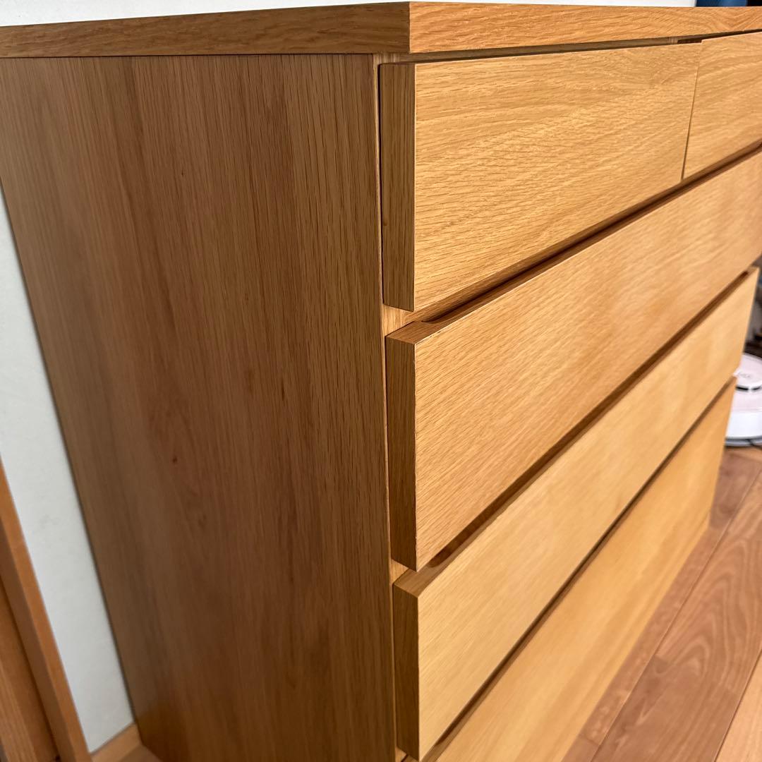 無印良品　木製チェスト４段　オーク材突板