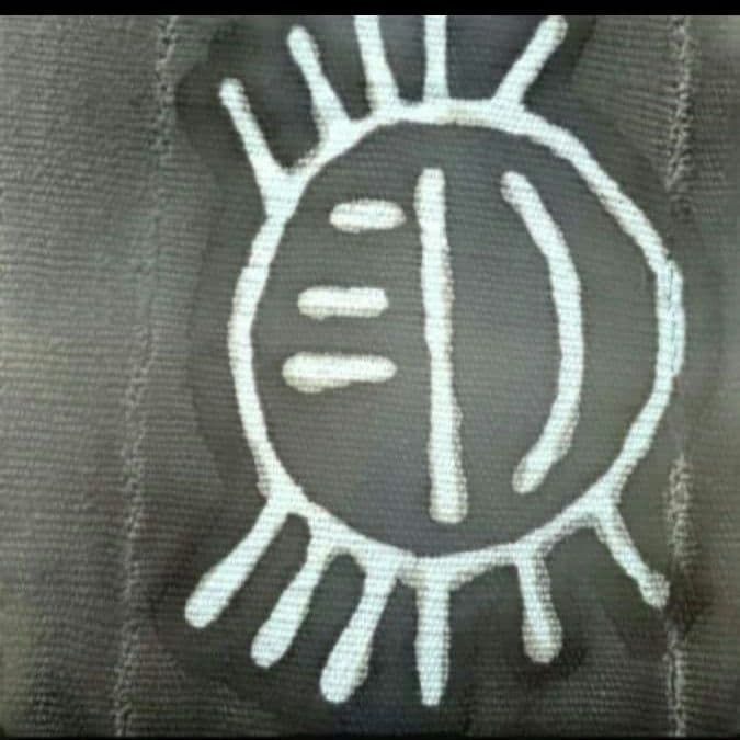 アフリカ　マリ共和国　ボゴラン3枚列帯　泥染め　臈纈染め　タペストリー