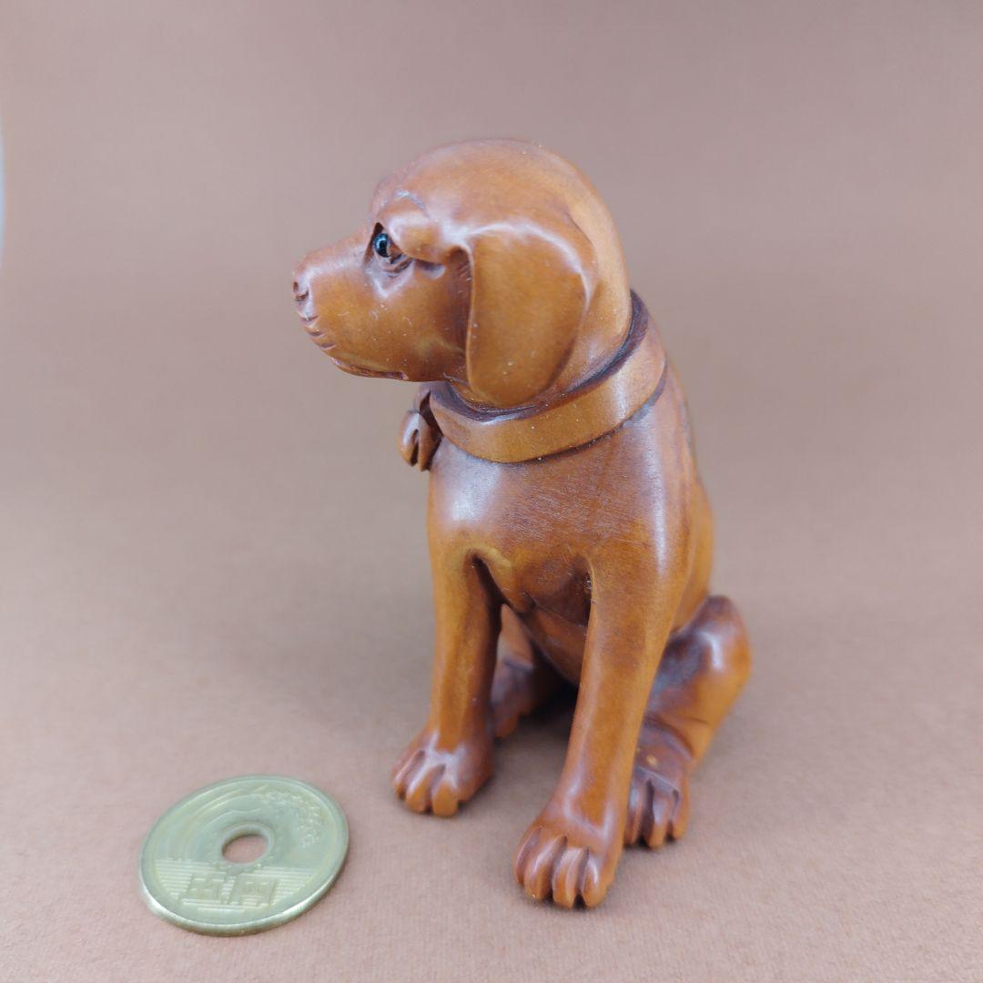 【整理番号:BQ013】黄楊精細彫刻十二支縁起置物「座る犬」