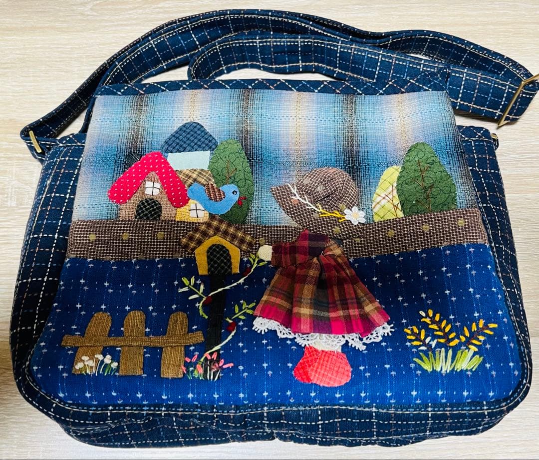 ★9500→8500★スーちゃん＆ことり＊ショルダー大＊ブルー系＊ハンドメイド